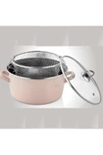 Paçi Pembe Betty Emaye Kızartma Tenceresi Pudra Pembe (22 cm 4,5 lt) - 1