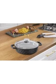 Taç Bella Cam Kapak Döküm Basık Tencere 26 Cm Siyah thumbnail 5