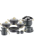 Oms 3519 Granit 16 Parça Çeyiz Tencere Seti -antrasit thumbnail 1