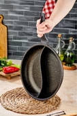 Cooker CKR3373  İki Bölmeli Döküm Granit Tava-32cm Siyah thumbnail 1
