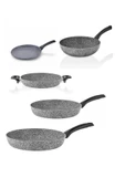 Taç Ultra 5 Parça Fonksiyonel Granit Tava Seti Gri ( Tava -Sahan-Wok-Krep Set) - 1