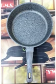 OMS 3737 Fry Pan Döküm Granit Kaplamalı  3 Parça Tava Seti Gri (20-24-28 cm) - 3