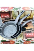 OMS 3737 Fry Pan Döküm Granit Kaplamalı  3 Parça Tava Seti Gri (20-24-28 cm) - 1