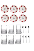 Paşabahçe 18 Parça Timeless Otantik Kırmızı Acem Çay Bardağı Takımı Seti - 1
