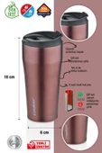Cooker 0,40 ml Çift Kat Paslanmaz Çelik Termos ( Çay Kahve Piknik Kamp Outdoor Ofis Otel Kafe Okul )-bordo - 1