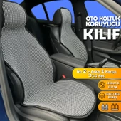 Peugeot 308 Uyumlu Koltuk Kılıfı Minder Çizgili Füme Beyaz 2+1 Ön Arka Set thumbnail 1
