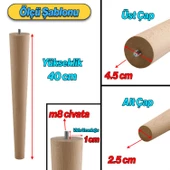 4 Adet Aparatlı Ahşap Mobilya Ayağı 40 cm Sehpa Zigon Orta Masa Puf Tabure Tv Ünitesi Ayakları M8 thumbnail 2