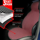 Mercedes W205 Uyumlu Koltuk Kılıfı Minder Çizgili Siyah Kırmızı 2+1 Ön Arka Set - 3