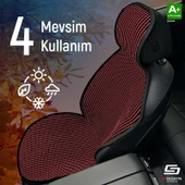 Mercedes W205 Uyumlu Koltuk Kılıfı Minder Çizgili Siyah Kırmızı 2+1 Ön Arka Set - 2