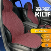 Mercedes W205 Uyumlu Koltuk Kılıfı Minder Çizgili Siyah Kırmızı 2+1 Ön Arka Set - 1