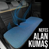 Citroen Nemo Uyumlu Koltuk Kılıfı Minder Çizgili Siyah Mavi 2+1 Ön Arka Set - 4