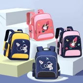 6623 Çizgi Film Yansıtıcı Şeritli Okul Çantası Pembe thumbnail 2