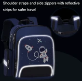 6623 Çizgi Film Yansıtıcı Şeritli Okul Çantası Pembe thumbnail 6