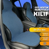 Volvo XC90 Uyumlu Koltuk Kılıfı Minder Çizgili Siyah Mavi 2+1 Ön Arka Set - 1