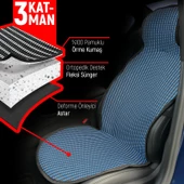 Volvo XC90 Uyumlu Koltuk Kılıfı Minder Çizgili Siyah Mavi 2+1 Ön Arka Set - 3