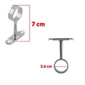 (2 ADET) Askı Flanşı Oval Dolap Boru Sabitleme Kıyafet Elbise Askı Flanş Aparatı Krom 75x25 mm - 2