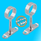 (2 ADET) Askı Flanşı Oval Dolap Boru Sabitleme Kıyafet Elbise Askı Flanş Aparatı Krom 75x25 mm - 1