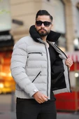 ERKEK YAKASI KÜRKLÜ KIŞLIK ŞİŞME MONT - 10