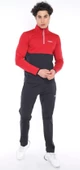 NEED LİFE Erkek Siyah-kırmızı Dalgıç Kumaş Yarım Fermuarlı Slim Fit Eşofman Takımı - 1