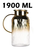 Borosilikat 1900 ML Yaldızlı Kapaklı Sürahi Karaf Milano - 2