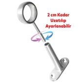 (2 ADET) Askı Flanşı Ayarlanabilir Yuvarlak Dolap Elbise Askı Aparatı Krom - 2