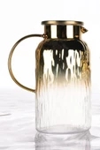 Borosilikat 1900 ML Yaldızlı Kapaklı Sürahi Karaf Milano - 1