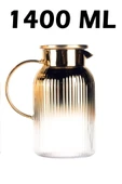 Borosilikat 1400 ML Yaldızlı Kapaklı Sürahi Karaf Venedik - 2