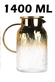 Borosilikat 1400 ML Yaldızlı Kapaklı Sürahi Karaf Milano - 2