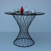 Siyah Mermer Desen Yuvarlak Balkon Mutfak Masası 90cm - 4