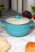 Nishev.com Evini Sev Emaye Derin Bombeli Yoğurt Tenceresi 24 cm 5.5 Litre - Turkuaz - 1