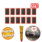 Solüsyonlu İç Lastik Soğuk Yaması Şambrel Şamyel Patlak Tamiri Bisiklet Yapıştırma 12'li Paket - 1