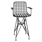 Knsz ufak boy tel bar sandalyesi 1 li uslu syhkono kolçaklı 55 cm oturma yüksekliği mutfak bahçe cafe ofis thumbnail 2