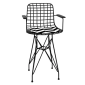 Knsz ufak boy tel bar sandalyesi 1 li uslu syhaldo kolçaklı 55 cm oturma yüksekliği mutfak bahçe cafe ofis thumbnail 2