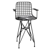 Knsz ufak boy tel bar sandalyesi 1 li uslu syhbonar kolçaklı 55 cm oturma yüksekliği mutfak bahçe cafe ofis thumbnail 2