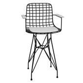 Knsz ufak boy tel bar sandalyesi 1 li uslu syhbyz kolçaklı 55 cm oturma yüksekliği mutfak bahçe cafe ofis thumbnail 2