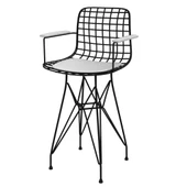 Knsz ufak boy tel bar sandalyesi 1 li uslu syhbyz kolçaklı 55 cm oturma yüksekliği mutfak bahçe cafe ofis thumbnail 1