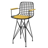 Knsz ufak boy tel bar sandalyesi 1 li uslu syhsrı kolçaklı 55 cm oturma yüksekliği mutfak bahçe cafe ofis thumbnail 1