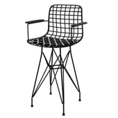 Knsz ufak boy tel bar sandalyesi 1 li uslu syhviona kolçaklı 55 cm oturma yüksekliği mutfak bahçe cafe ofis thumbnail 1