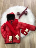 Unisex Çocuk Su Ve Rüzgar Geçirmez Bere Atkılı Mont - 1