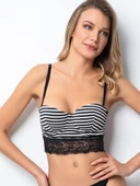 Miorre Push-Up Dolgulu Çizgili Dantelli Büstiyer - 1