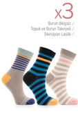 Miorre 3lü Bayan Çizgili Çorap - 1