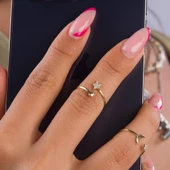 14 Ayar Altın Yıldız Taşlı Ayarlanabilir Yüzük 1,00 gr - 2