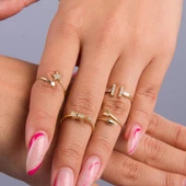 14 Ayar Altın Baget Taşlı Ayarlanabilir Yüzük 1,22 gr - 3