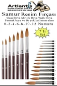 Resim Fırçası 0 - 2 - 4 - 6 - 8 - 10 - 12 Numara 1 Paket 7 li Samur Yuvarlak Uçlu Fırça Seti Guaj Sulu Akrilik Yağlı Boya Fırçaları - 1