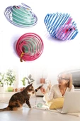 Kedi Oyuncağı Sıçrayan Spiral Yaylı Metal Fareli Kafes Kedi Oyun Topu - 12