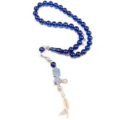 Küre Kesim 9x9 mm Bilek Boy Ateş Kehribar Alpaka Püsküllü Tesbih thumbnail 1