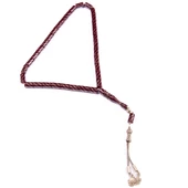 Kesim 11x7 mm Gümüş İşlemeli Kesme Sıkma Gümüş Püsküllü Tesbih thumbnail 1