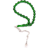 Beyzi Kesim 10x8 mm Efe Boy Ateş Kehribar  Alpaka Püsküllü Tesbih thumbnail 1