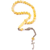 Küre Kesim 9x9 mm Damla Kehribar Gümüş Püsküllü Tesbih 22,10 GRAM thumbnail 2