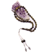 Sığırcık Kesim  10x8 mm Yoğun İmzalı Katalin Alpaka Püsküllü Tesbih thumbnail 2